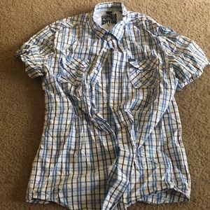 White, baby blue, navy blue short sleeve